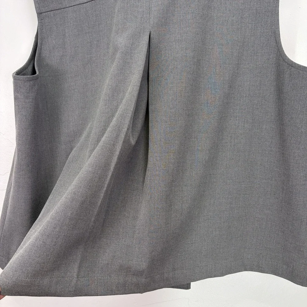 Halogen Double Breasted Woman's Trench Vest Size 1X Gray Classy Classic‎ Staple
